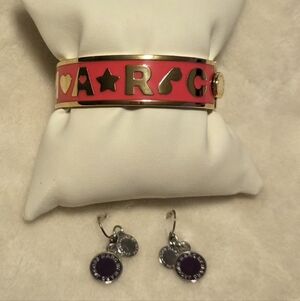 Marc Jacobs Pink And Gold Bracelet with Purple Earrings